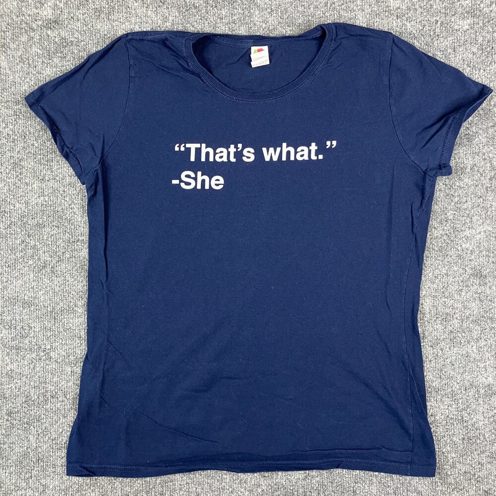 Fruit of the Loom T-Shirt Womens XL Navy Funny Graphic Short Sleeve Casual